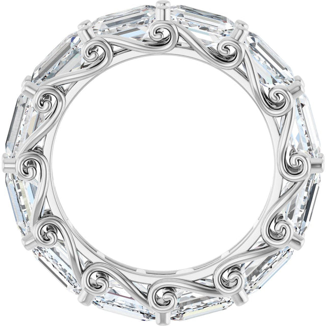 Platinum Emerald Lab-Grown Diamond Sculptural Eternity Band - 5x3.5mm Stones - view 2