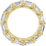 14K Gold Emerald Lab-Grown Diamond Sculptural Eternity Band - 5x3.5mm Stones - Yellow Gold - view 2
