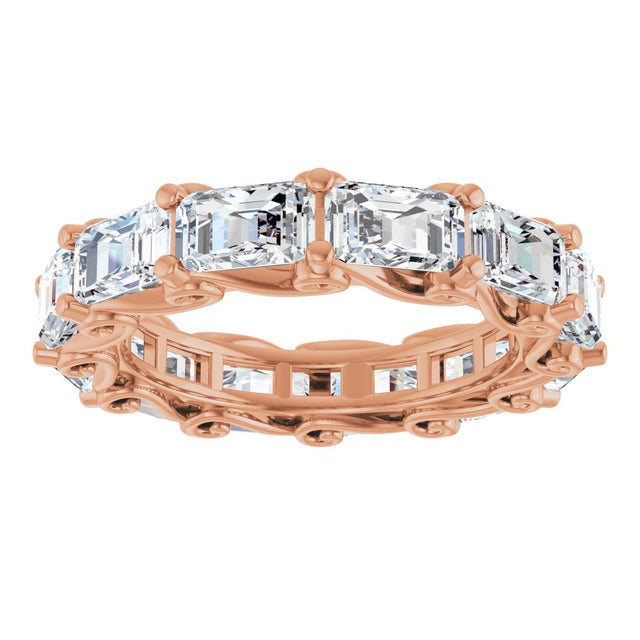 14K Gold Emerald Lab-Grown Diamond Sculptural Eternity Band - 5x3.5mm Stones - Rose Gold - view 3