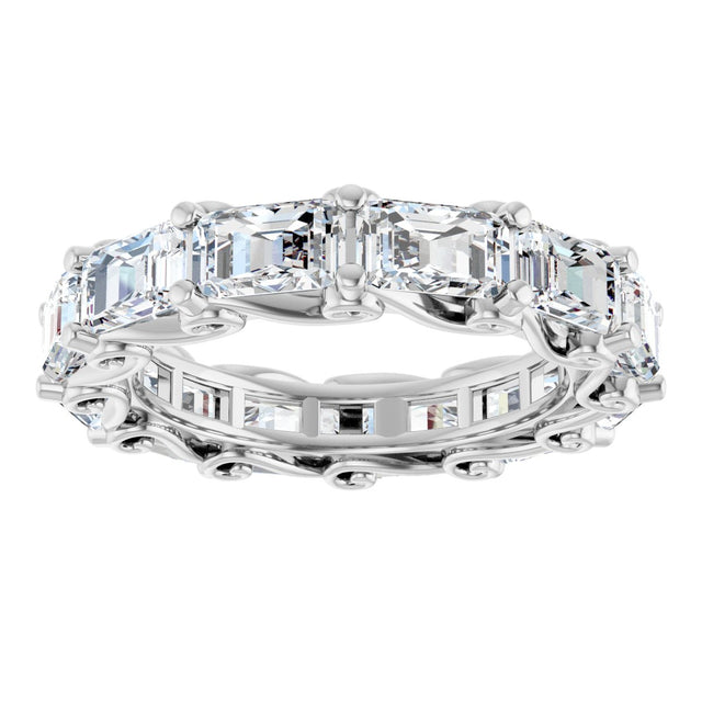 Platinum Emerald Natural Diamond Sculptural Eternity Band - 5x3.5mm Stones - view 3