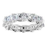 14K Gold Emerald Lab-Grown Diamond Sculptural Eternity Band - 5x3.5mm Stones - White Gold - view 3