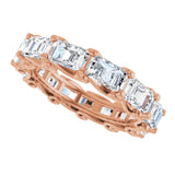 14K Gold Emerald Natural Diamond Sculptural Eternity Band - 5x3.5mm Stones - Rose Gold - view 5