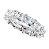 Platinum Emerald Lab-Grown Diamond Sculptural Eternity Band - 5x3.5mm Stones - view 5