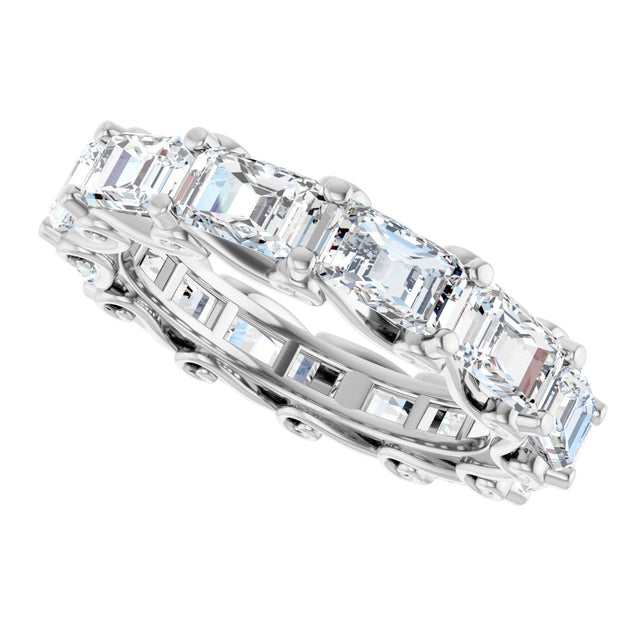 Platinum Emerald Lab-Grown Diamond Sculptural Eternity Band - 5x3.5mm Stones - view 5