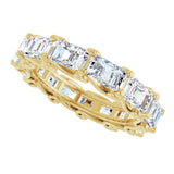 14K Gold Emerald Natural Diamond Sculptural Eternity Band - 5x3.5mm Stones - Yellow Gold - view 5