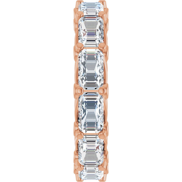 14K Gold Emerald Natural Diamond Sculptural Eternity Band - 5x3.5mm Stones - Rose Gold - view 4