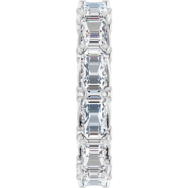 Platinum Emerald Natural Diamond Sculptural Eternity Band - 5x3.5mm Stones - view 4
