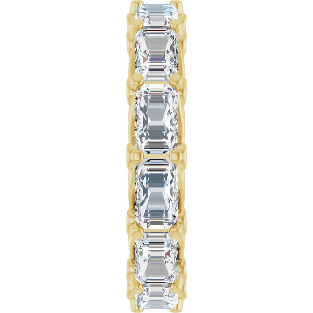 14K Gold Emerald Natural Diamond Sculptural Eternity Band - 5x3.5mm Stones - Yellow Gold - view 4