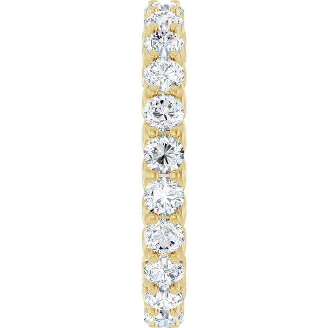 14K Gold Round Natural Diamond Sculptural Eternity Band - 2.5mm Stones - Yellow Gold - view 4