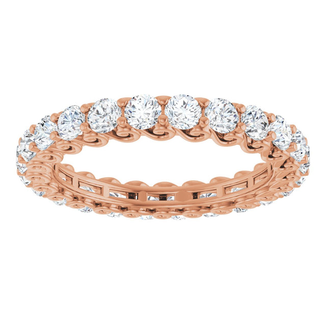 14K Gold Round Lab-Grown Diamond Sculptural Eternity Band - 2.5mm Stones - Rose Gold - view 3