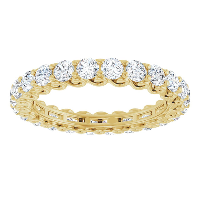 14K Gold Round Lab-Grown Diamond Sculptural Eternity Band - 2.5mm Stones - Yellow Gold - view 3