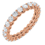 14K Gold Round Natural Diamond Sculptural Eternity Band - 2.5mm Stones - Rose Gold