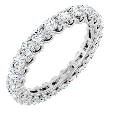 14K Gold Round Lab-Grown Diamond Sculptural Eternity Band - 2.5mm Stones - White Gold