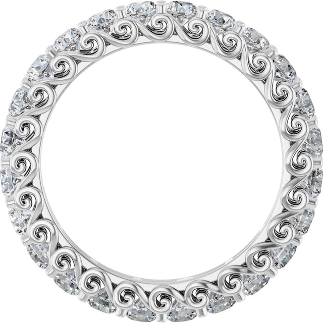 Platinum Round Lab-Grown Diamond Sculptural Eternity Band - 2.5mm Stones - view 2