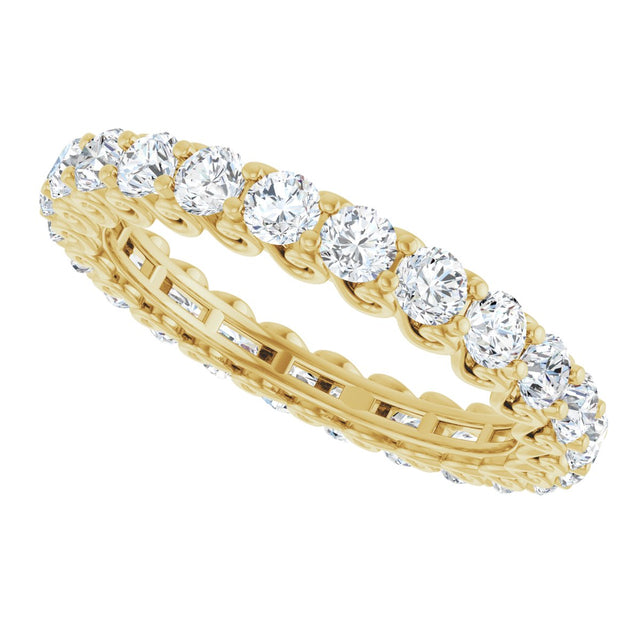 14K Gold Round Lab-Grown Diamond Sculptural Eternity Band - 2.5mm Stones - Yellow Gold - view 5
