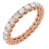 14K Gold Round Natural Diamond Sculptural Eternity Band - 2.5mm Stones - Rose Gold