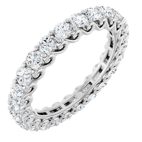 14K Gold Round Natural Diamond Sculptural Eternity Band - 2.5mm Stones - White Gold