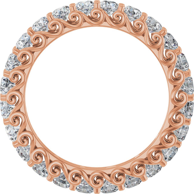 14K Gold Round Lab-Grown Diamond Sculptural Eternity Band - 2.5mm Stones - Rose Gold - view 2