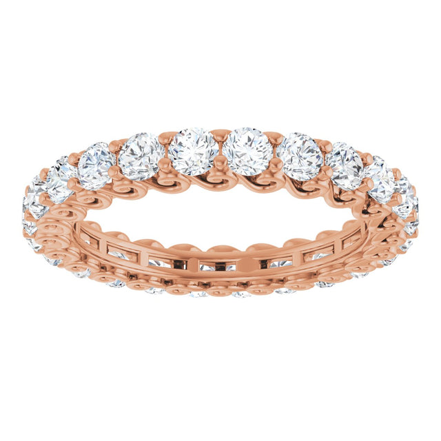 14K Gold Round Lab-Grown Diamond Sculptural Eternity Band - 2.5mm Stones - Rose Gold - view 3