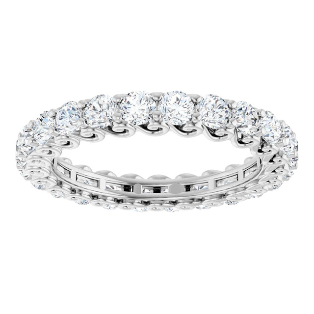 14K Gold Round Lab-Grown Diamond Sculptural Eternity Band - 2.5mm Stones - White Gold - view 3