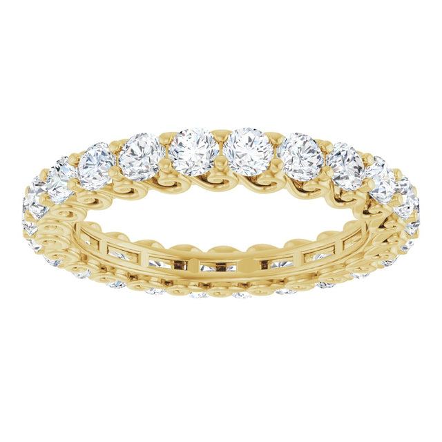 14K Gold Round Natural Diamond Sculptural Eternity Band - 2.5mm Stones - Yellow Gold - view 3