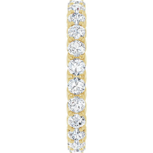 14K Gold Round Natural Diamond Sculptural Eternity Band - 2.5mm Stones - Yellow Gold - view 4
