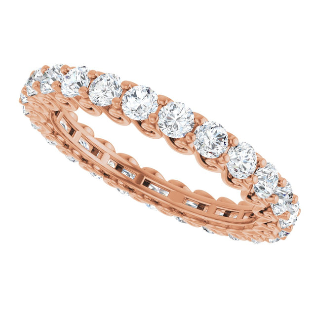 14K Gold Round Lab-Grown Diamond Sculptural Eternity Band - 2.5mm Stones - Rose Gold - view 5