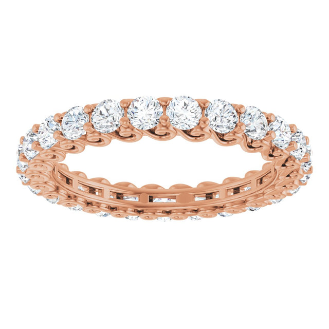 14K Gold Round Lab-Grown Diamond Sculptural Eternity Band - 2.5mm Stones - Rose Gold - view 3
