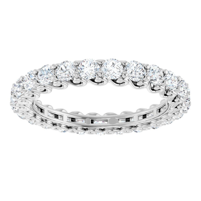 14K Gold Round Lab-Grown Diamond Sculptural Eternity Band - 2.5mm Stones - White Gold - view 3
