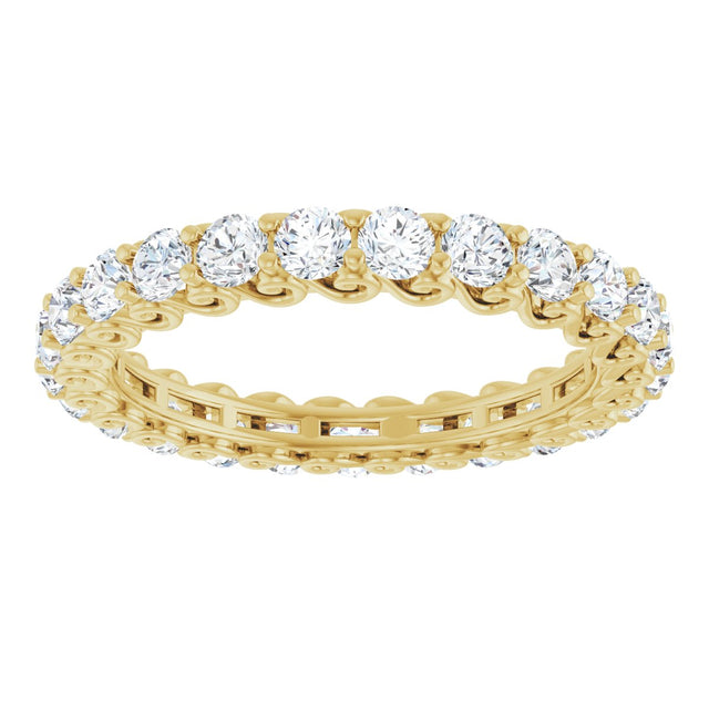 14K Gold Round Lab-Grown Diamond Sculptural Eternity Band - 2.5mm Stones - Yellow Gold - view 3