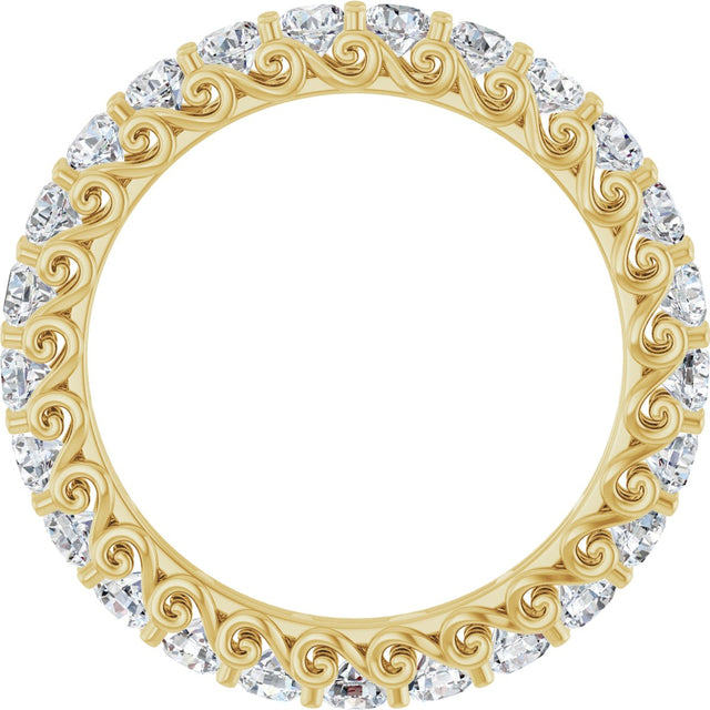 14K Gold Round Natural Diamond Sculptural Eternity Band - 2.5mm Stones - Yellow Gold - view 2