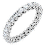 14K Gold Round Natural Diamond Sculptural Eternity Band - 2.5mm Stones - White Gold