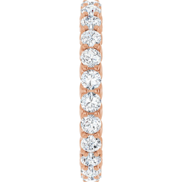 14K Gold Round Natural Diamond Sculptural Eternity Band - 2.5mm Stones - Rose Gold - view 4