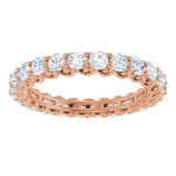 14K Gold Round Natural Diamond Sculptural Eternity Band - 2.5mm Stones - Rose Gold - view 3