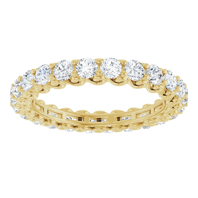 14K Gold Round Natural Diamond Sculptural Eternity Band - 2.5mm Stones - Yellow Gold - view 3