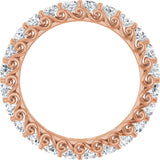 14K Gold Round Natural Diamond Sculptural Eternity Band - 2.5mm Stones - Rose Gold - view 2