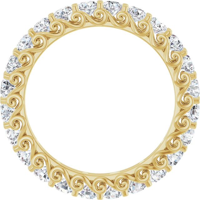 14K Gold Round Lab-Grown Diamond Sculptural Eternity Band - 2.5mm Stones - Yellow Gold - view 2