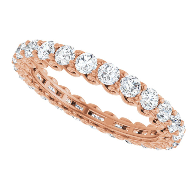 14K Gold Round Lab-Grown Diamond Sculptural Eternity Band - 2.5mm Stones - Rose Gold - view 5