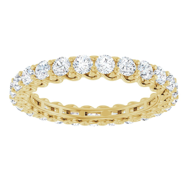 14K Gold Round Natural Diamond Sculptural Eternity Band - 2.5mm Stones - Yellow Gold - view 3