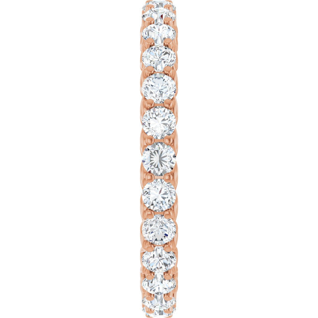 14K Gold Round Natural Diamond Sculptural Eternity Band - 2.5mm Stones - Rose Gold - view 4