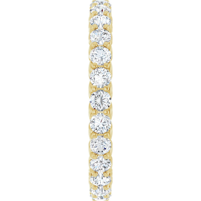 14K Gold Round Natural Diamond Sculptural Eternity Band - 2.5mm Stones - Yellow Gold - view 4