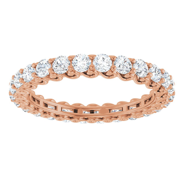 14K Gold Round Lab-Grown Diamond Sculptural Eternity Band - 2.5mm Stones - Rose Gold - view 3