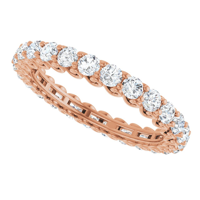 14K Gold Round Lab-Grown Diamond Sculptural Eternity Band - 2.5mm Stones - Rose Gold - view 5