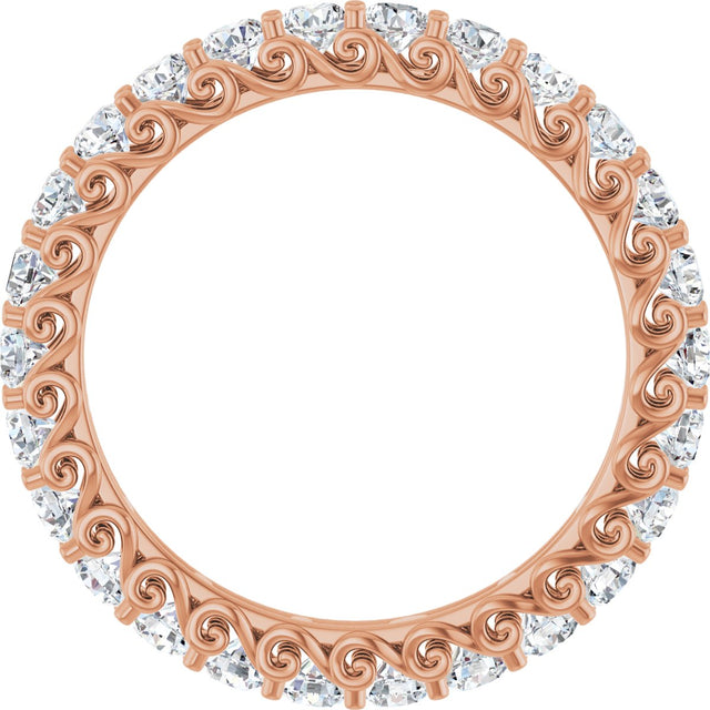 14K Gold Round Lab-Grown Diamond Sculptural Eternity Band - 2.5mm Stones - Rose Gold - view 2