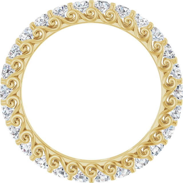 14K Gold Round Lab-Grown Diamond Sculptural Eternity Band - 2.5mm Stones - Yellow Gold - view 2