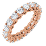 14K Gold Round Natural Diamond Sculptural Eternity Band - 3mm Stones - Rose Gold