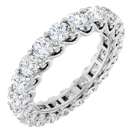 Platinum Round Natural Diamond Sculptural Eternity Band - 3mm Stones