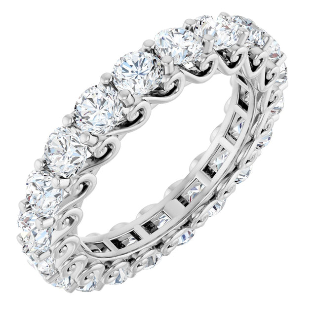 Platinum Round Natural Diamond Sculptural Eternity Band - 3mm Stones