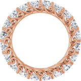 14K Gold Round Natural Diamond Sculptural Eternity Band - 3mm Stones - Rose Gold - view 2