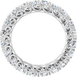 14K Gold Round Natural Diamond Sculptural Eternity Band - 3mm Stones - White Gold - view 2